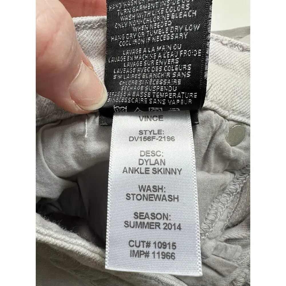 Vince Jeans Low Rise Skinny Gray‎ Stretch Women Sz 27 USA Quite Luxury 28x29